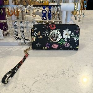 Dasein black with multicolored flower print wallet/wristlet